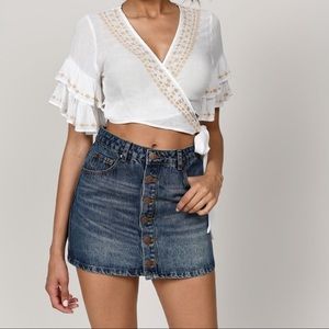 TOBI - Vintage Wash High Rise Denim Skirt